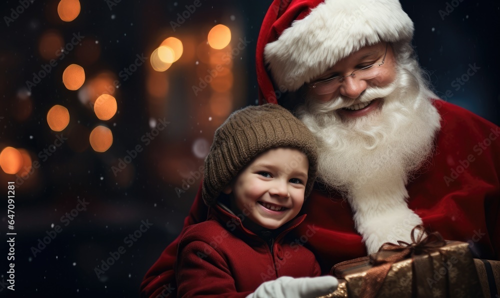 Merry Christmas with Santa and child Merry Christmas with Santa and child