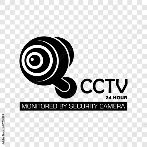 CCTV, monitored by security camera, sign vector