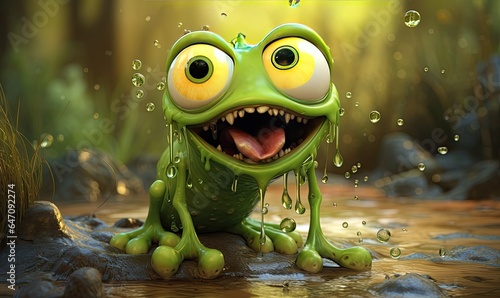 A charming and lively toxic ooze creature, depicted in a art style, brought an element of whimsy to its eerie nature. photo