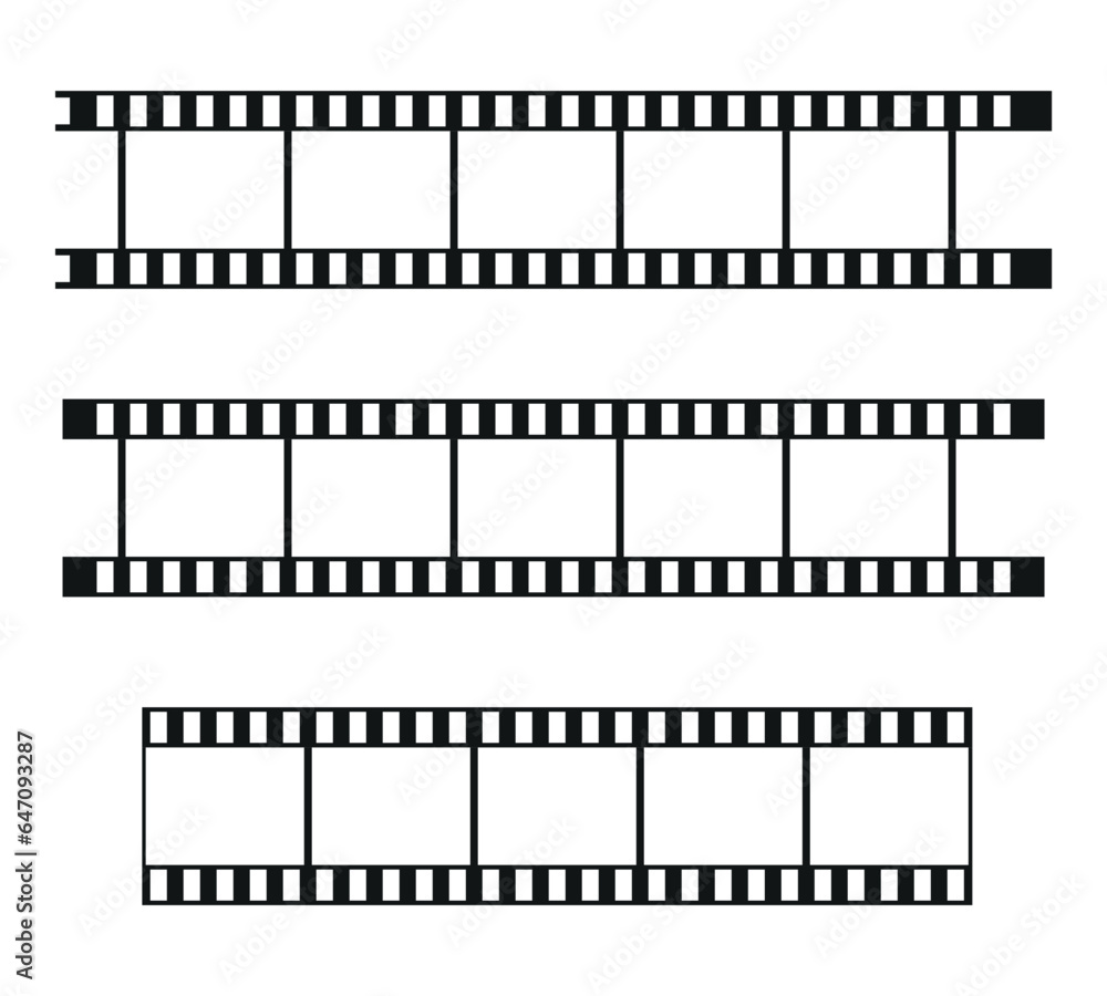 Movie film long strip, cinema or photograph camera long film strip, filmstrip roll frame vector illustration. Movie film long strip, cinema or photograph camera long film strip, filmstrip roll frame vector illustration.