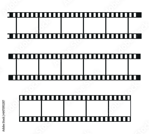 Movie film long strip, cinema or photograph camera long film strip, filmstrip roll frame vector illustration.