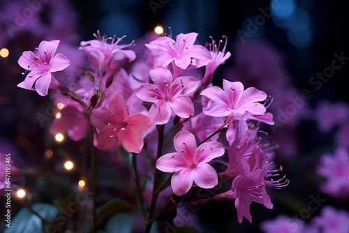 Twilight Purple Flowers Against Dark Backdrop  