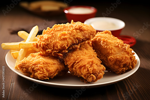 Crispy chicken thighs, crispy chicken meal photo