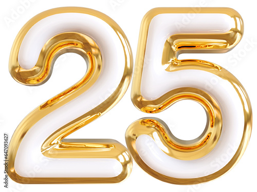 3d number 25 - gold number