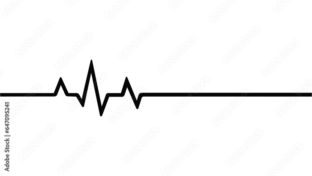 Black heartbeat line icon on white background. pulse line.