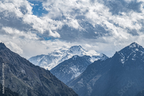 Peak Karakol in Issyk-Kul region of Kyrgyzstan. High mountain glaciers of Kyrgyzstan. © Natalia