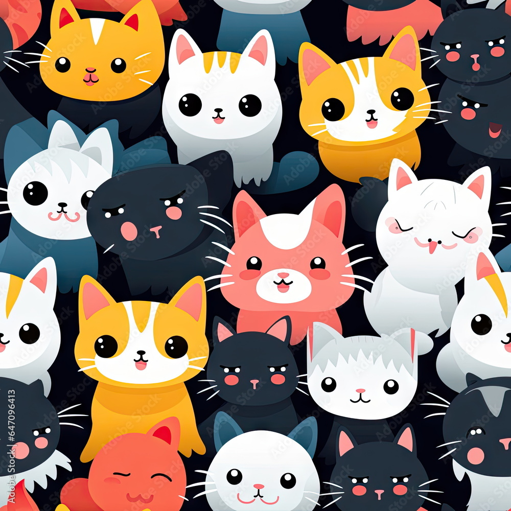 Fototapeta premium seamless Cartoon character of cat