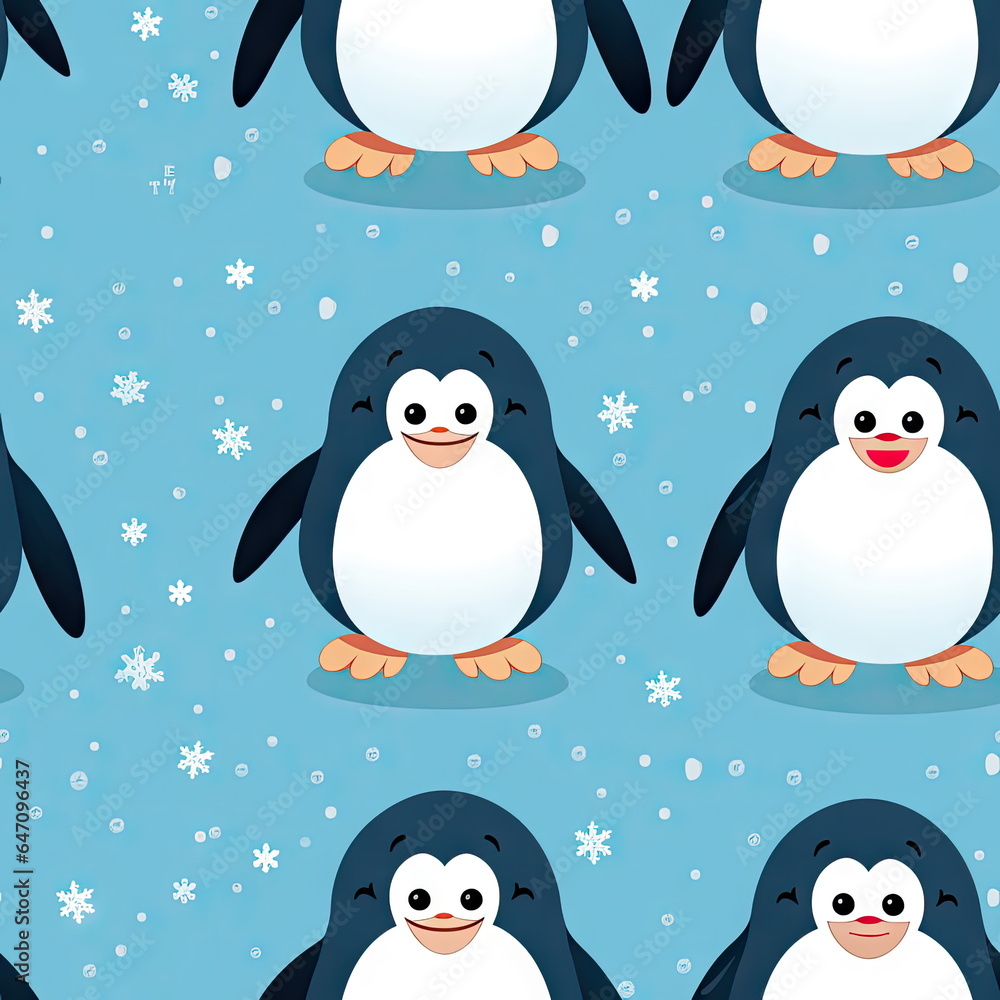 Fototapeta premium seamless Cartoon character of penguin