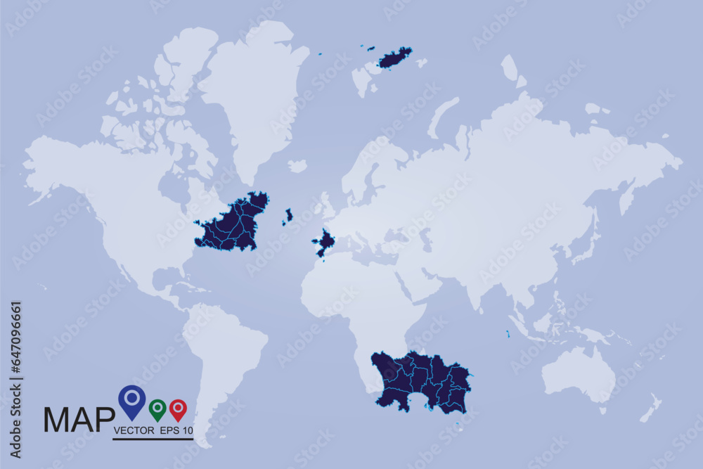 Obraz premium High detailed blue vector map – Channel Islands map. - Vector