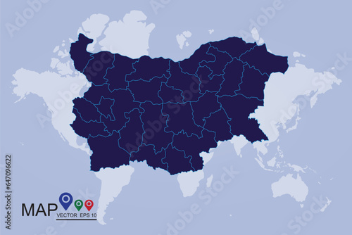 High detailed blue vector map - Bulgaria Blue gradient Bulgaria map. Detailed  Mercator projection.Map of Bulgaria.