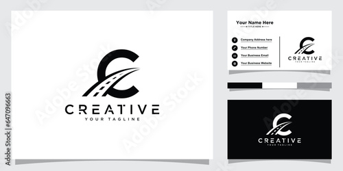 Initial Letter C Transport Logo. C Letter Road Logo Design Transportation Sign Symbol