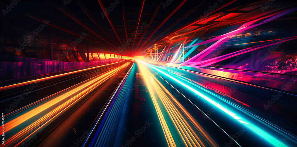 Fototapeta premium Captivating Slow-Motion Highway Light Streaks