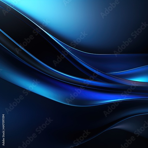 Dark blue wavy neon abstract background for design