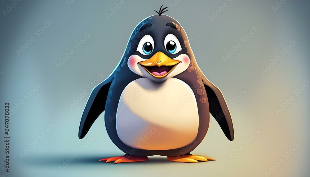 Fototapeta premium penguin cartoon isolated on white ai generative