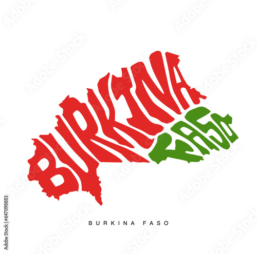 Burkina Faso map lettering vector art.