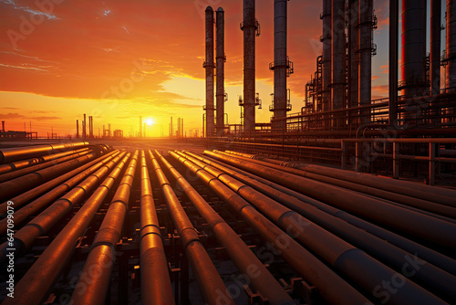 Fotografia Industry Pipelines for transporting petrochemical, oil, water or gas to the proc