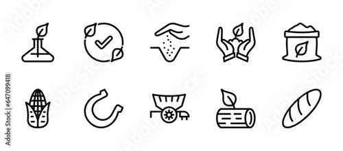 Outline icons set for Agriculture.