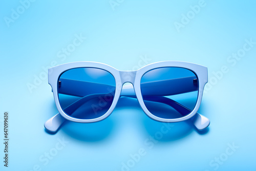 Stylish Blue Sunglasses on a Blue Background