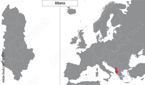 map of Albania and location on Europe map