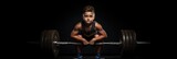 Concentrated Boy Weightlifter Standsa Black Background Power Of Focus, Concentration Strength, Weight Training Success, Defining Goals, Overcoming Obstacles, Challenging Norms
