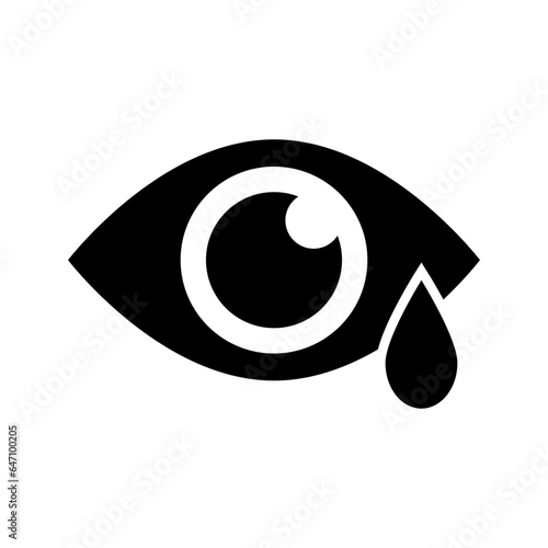 Crying eye with tears silhouette icon. Vector.