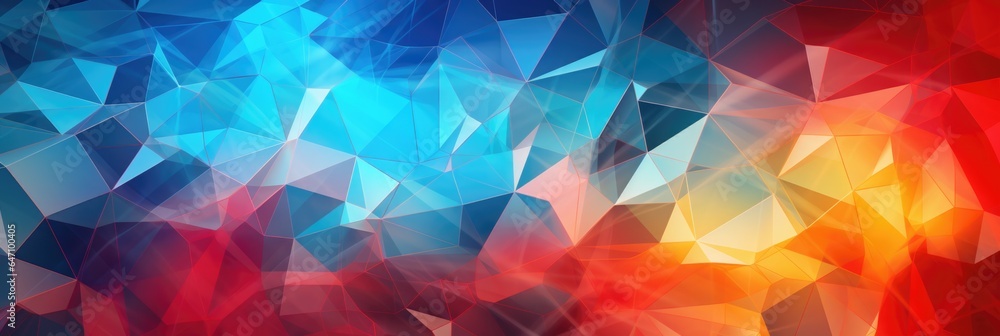 Geometric Lines Abstract Crystalline Red Yellow Blue Panoramic Background