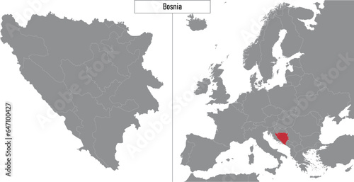 map of Bosnia and location on Europe map