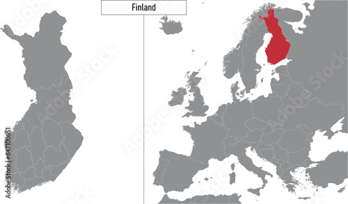 map of Finland and location on Europe map