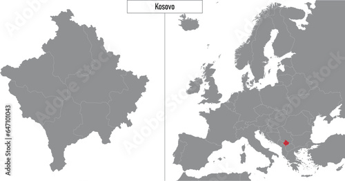 map of Kosovo and location on Europe map