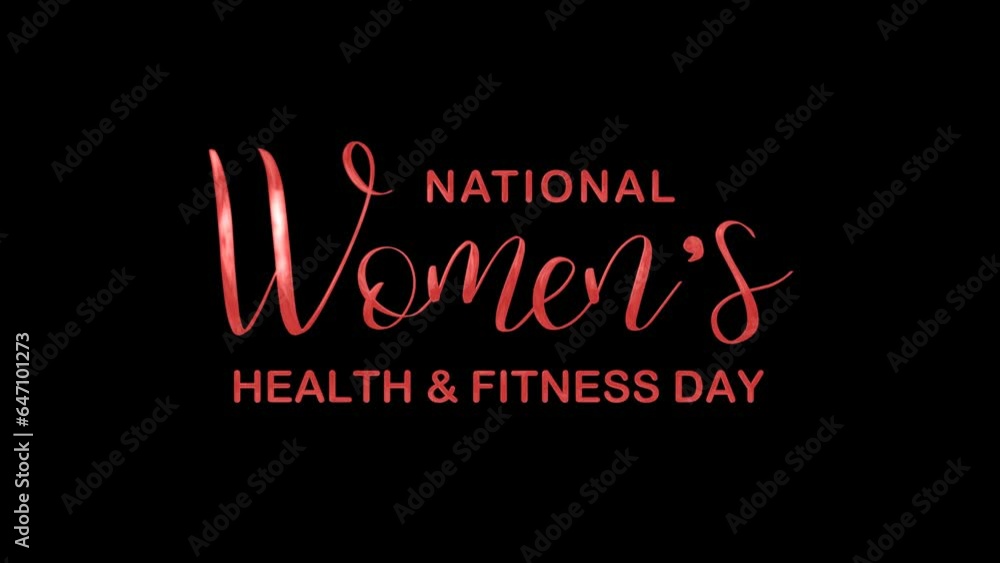 National Women’s Health And Fitness Day Text Animation in Red Color. Great for National Women’s Health And Fitness Day Celebrations, for banner, social media feed wallpaper stories