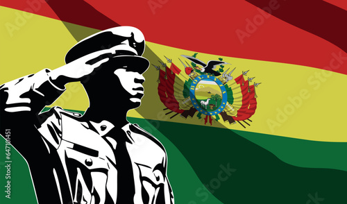 Silhouette of soldier with Bolivia flag on background