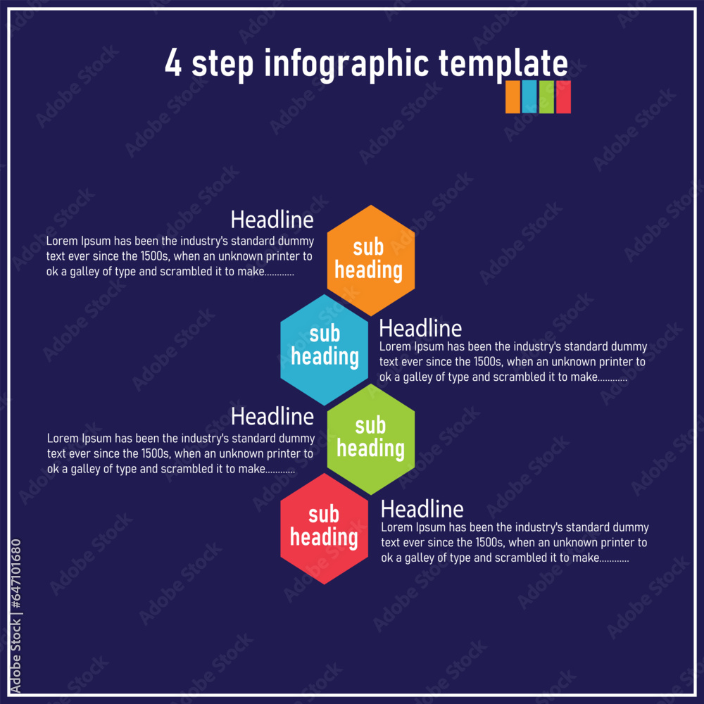 4-step infographic template with 4 color and creative concept and ...