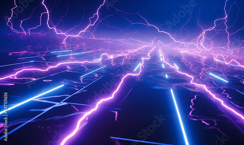 Speed Background with Striking Lightning Bolts