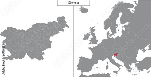 map of Slovenia and location on Europe map