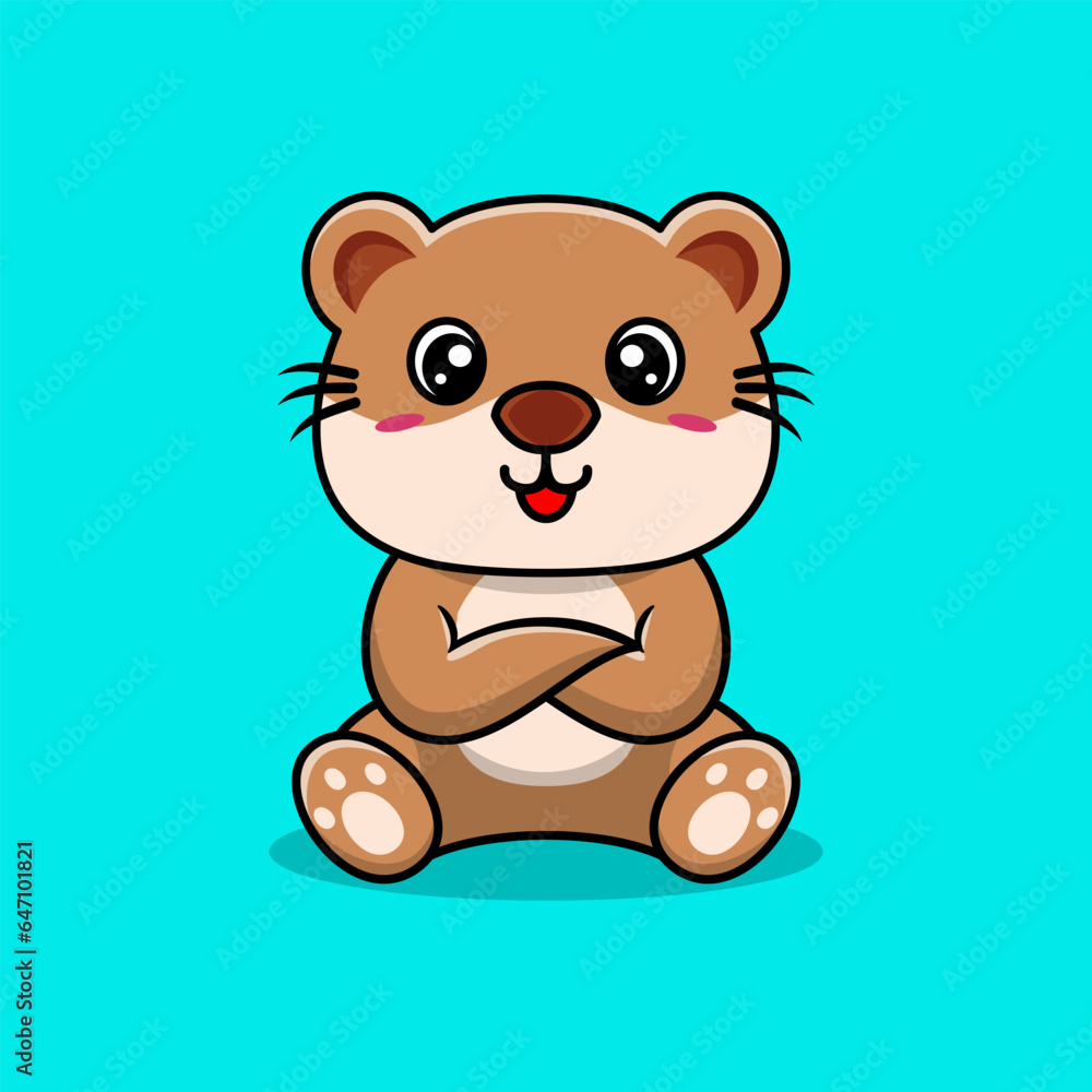 Obraz premium Vector cute otter cartoon sitting