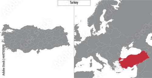 map of Turkey and location on Europe map