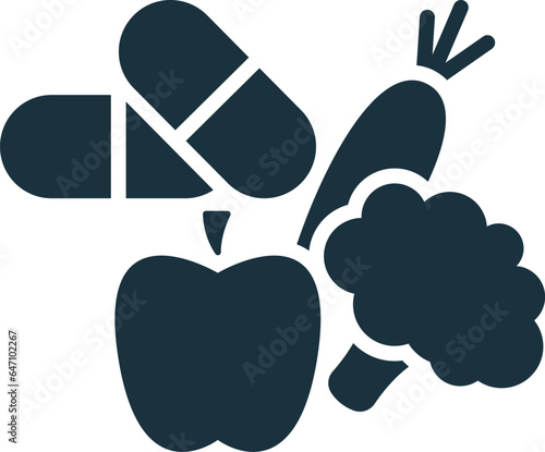 Vitamins icon. Monochrome simple sign from pharmacy collection. Vitamins icon for logo, templates, web design and infographics.