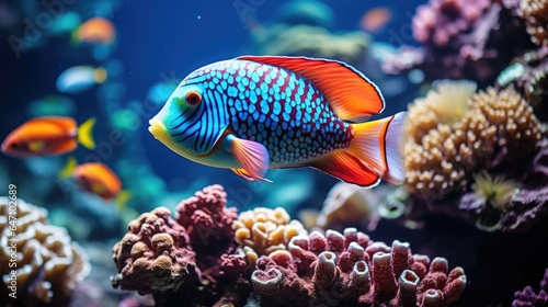 Colorful fish and coral reefs. Beautiful tropical sea underwater, generative ai © nilanka