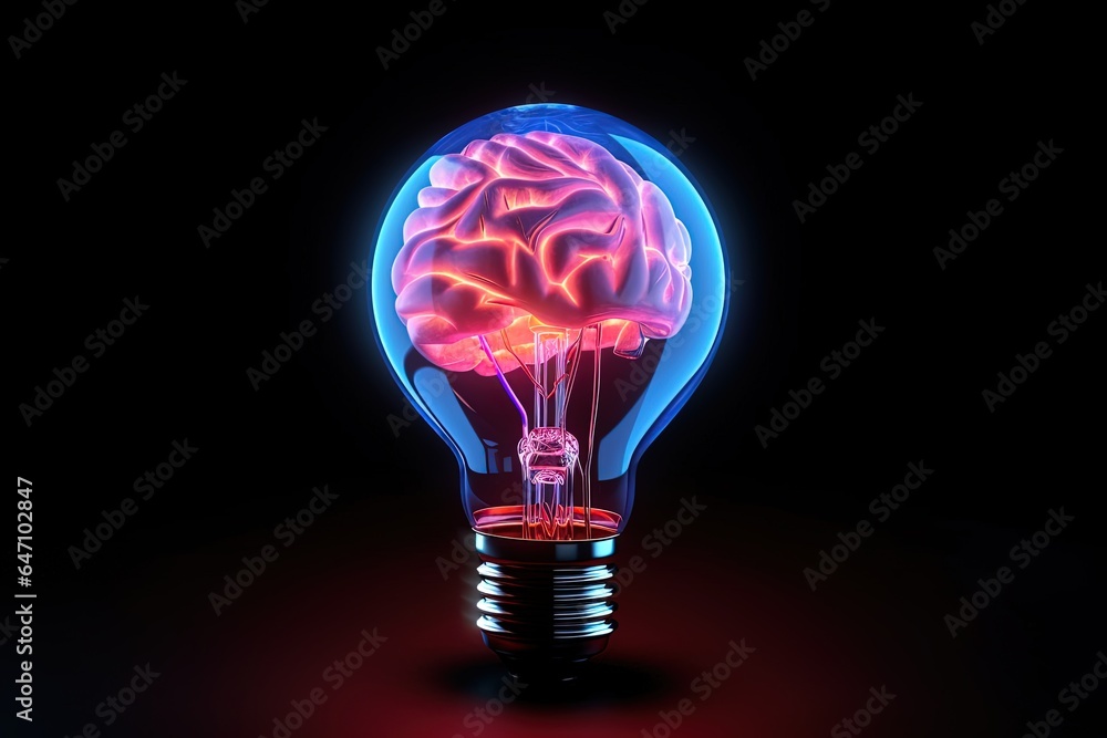 Abstract blue light bulb. Modern, Cyberpunk, Creative Thinking or Business Innovation concept Abstract blue light bulb. Modern, Cyberpunk, Creative Thinking or Business Innovation concept