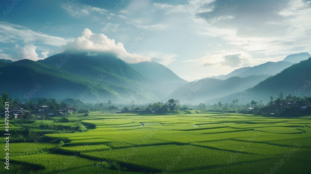 Rice fields, AI generated Image