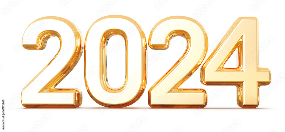 2024 Number Gold 3d Render - New year 2024 Number Gold 3d Render - New year