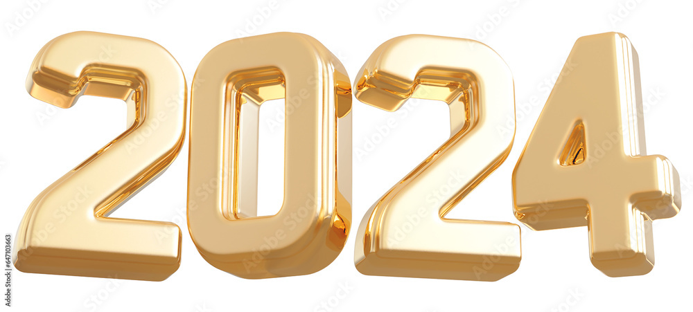 2024 Number Gold 3d Render - New year 2024 Number Gold 3d Render - New year