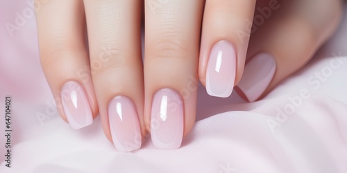 Manicure, nail polish close-up, nail and hand beauty procedure.