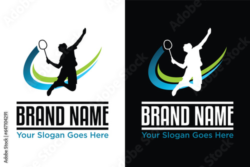 simple modern Abstract silhouette of a badminton player illustration logo design