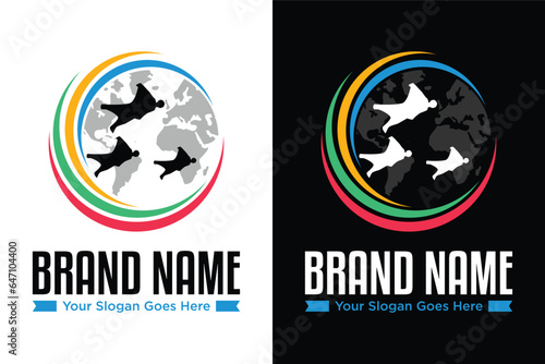 modern simple Skydiving Logo Illustration Parachuting vector design