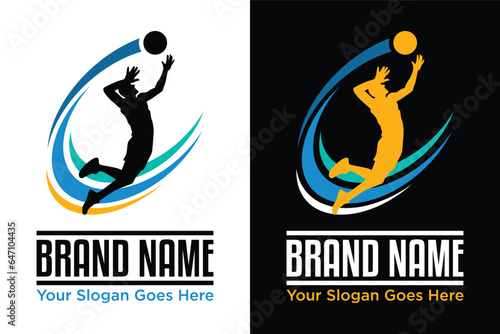 simple modern volleyball sport vector illustration logo design