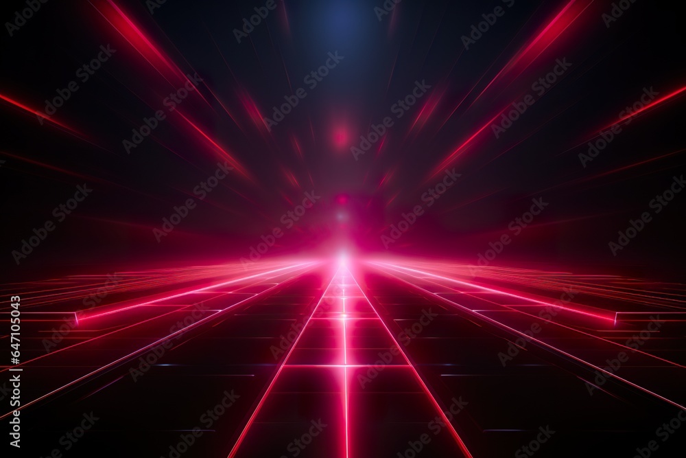 Dark red or purple abstract neon lights background, technology business grainy gradient dynamic perspective background