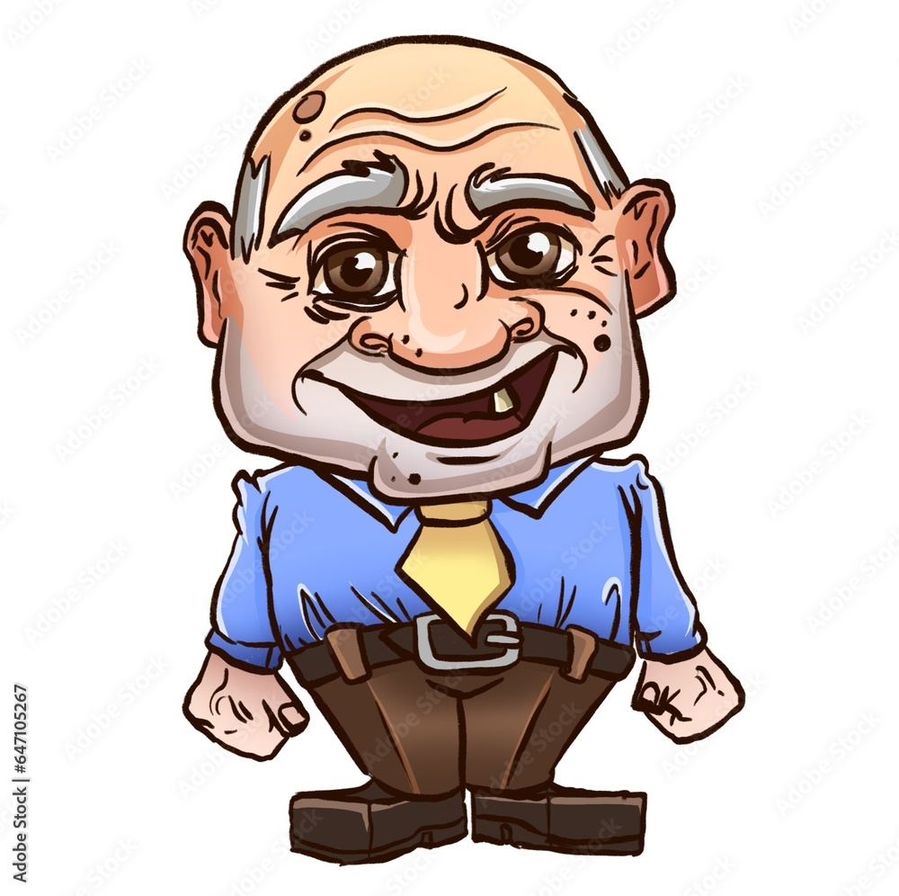 Cartoon old business grandpa clip art sticker style. Office man with smile on your face. Grandfather office plankton Cartoon old business grandpa clip art sticker style. Office man with smile on your face. Grandfather office plankton