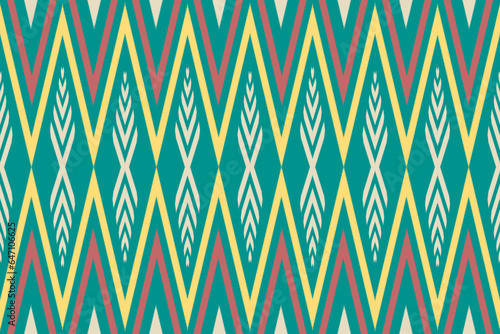 Ethnic abstract ikat art. Seamless pattern in tribal, folk embroidery, and Mexican style. Aztec brown geometric art ornament print.Design for carpet,clothing, wrapping,fabric,textile,Ikat 