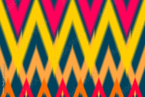 Ethnic abstract ikat art. Seamless pattern in tribal, folk embroidery, and Mexican style. 
Aztec brown geometric art ornament print.Design for carpet,clothing, wrapping,fabric,textile,Ikat

